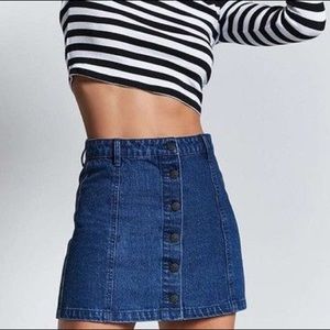 Button-Front Denim Skirt